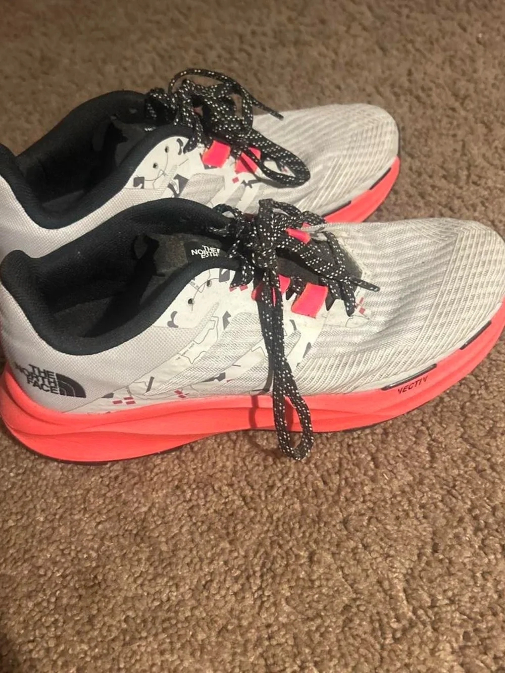 The North Face White Sneakers with Coral Pink Accents